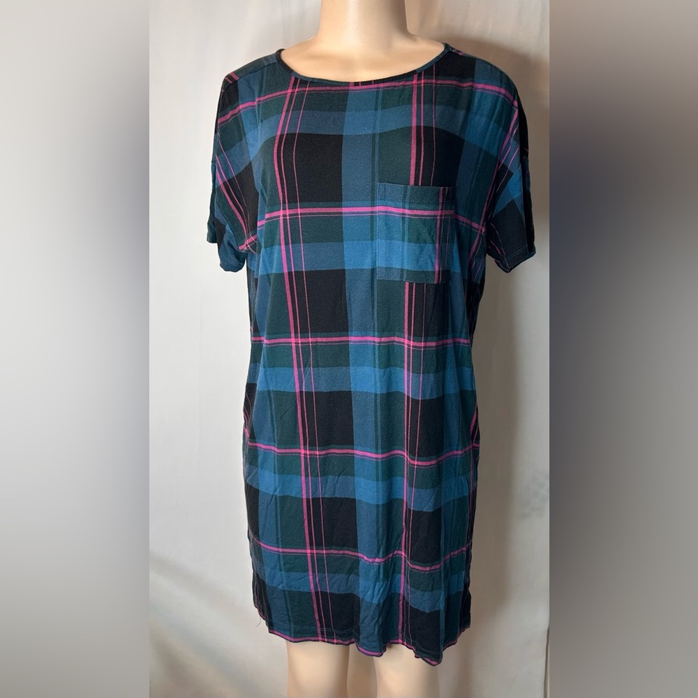 Soma Checkered Dress Black Teal and Pink Dress Shirt Size S